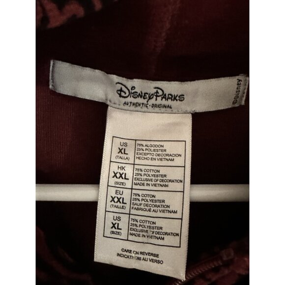 Disney Parks Mickey Mouse Velour Hoodie Womens XL Burgundy Sweatshirt Sweater - Picture 3 of 7